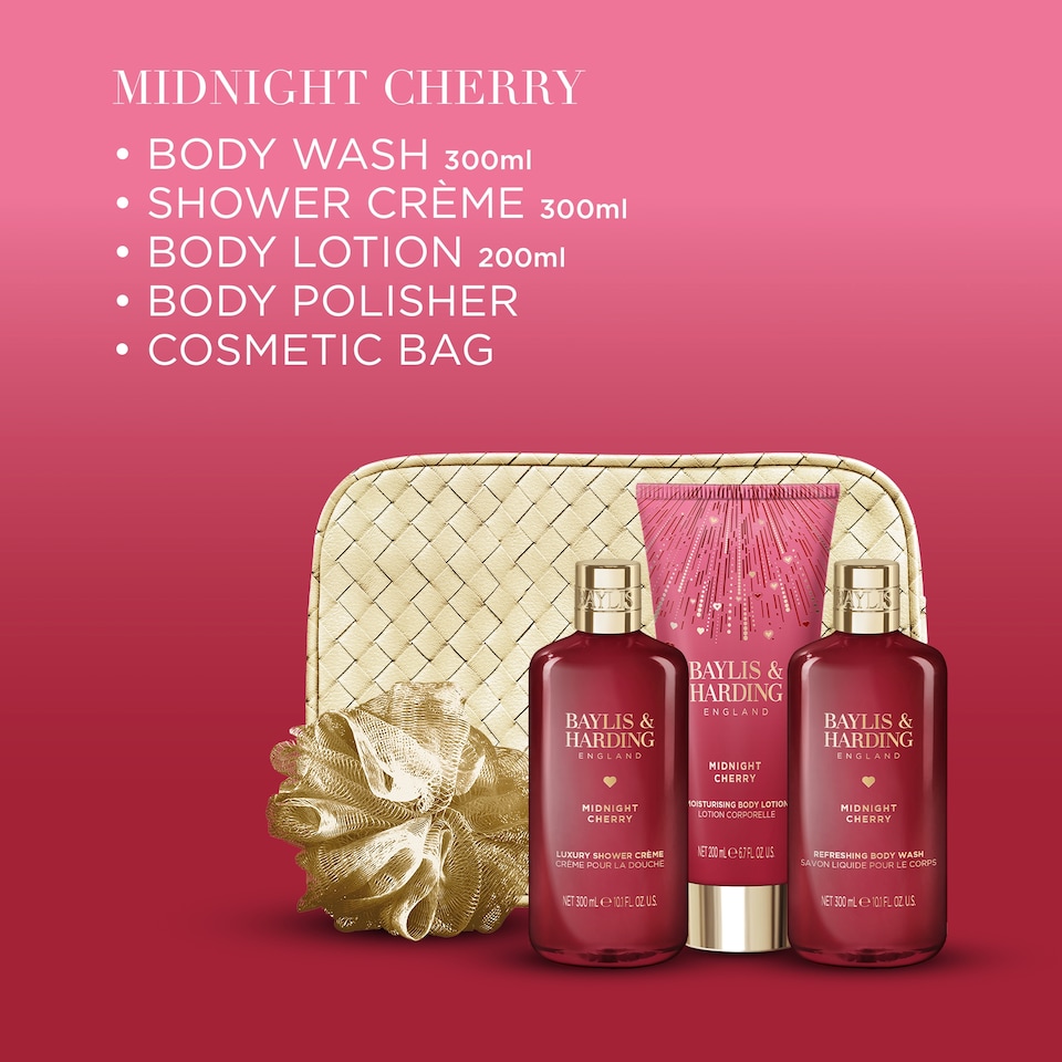 image 1 of BAYLIS & HARDING Midnight Cherry Luxury Vanity Bag Gift