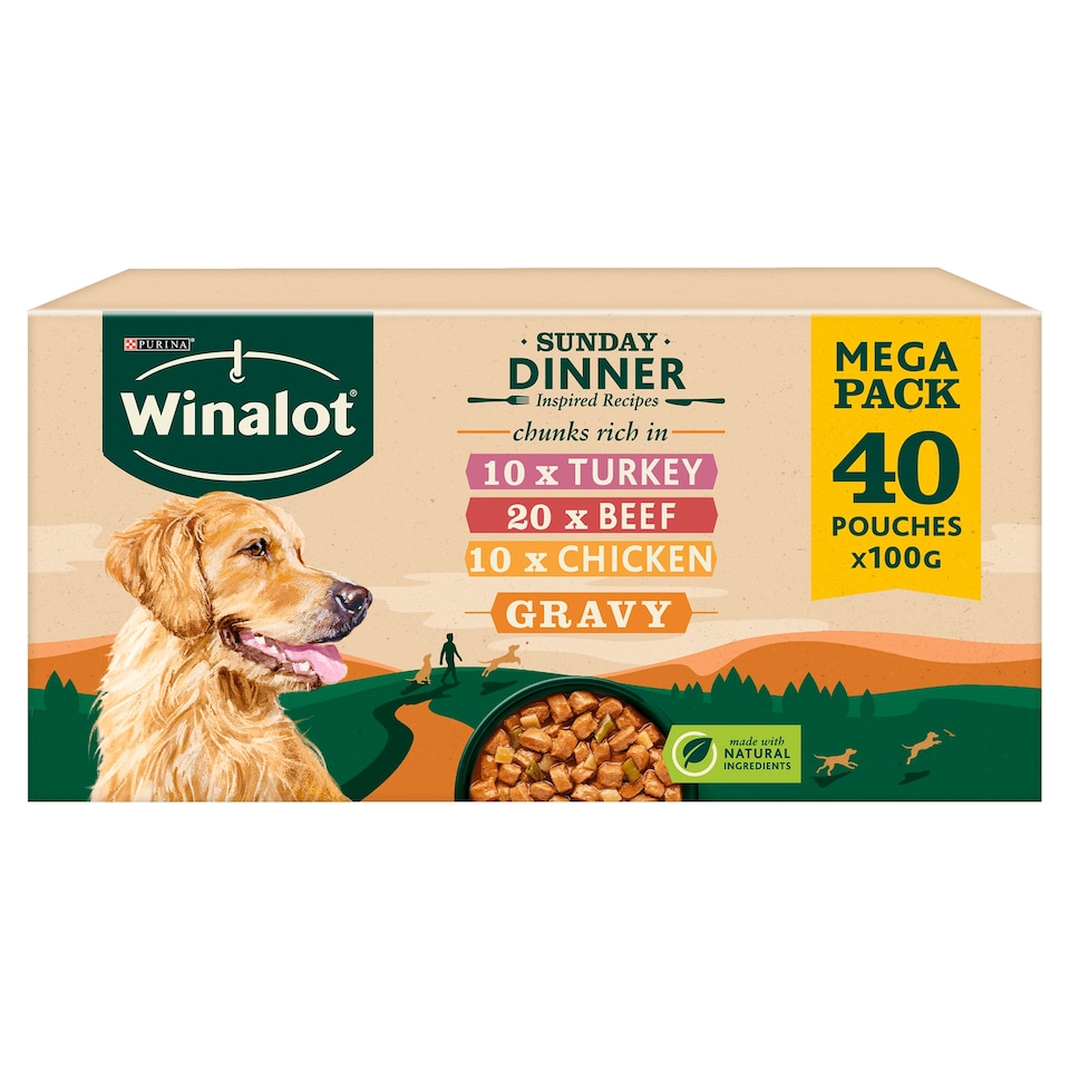 image 1 of Winalot Sunday Dinner Dog Food Pouches in Gravy 40 x 100g