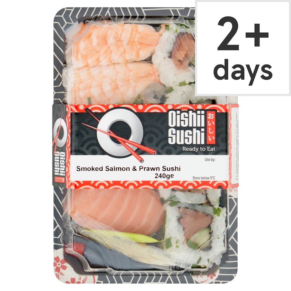 Oishii Sushi Smoked Salmon & Prawn Sushi 240G