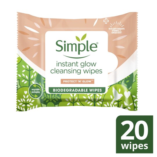 image 1 of Simple Instant Glow Cleansing Wipes X20