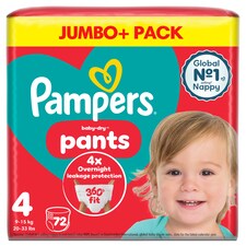 Pampers Baby-Dry Nappy Pants Size 4 Jumbo+ Pack 72 Pack