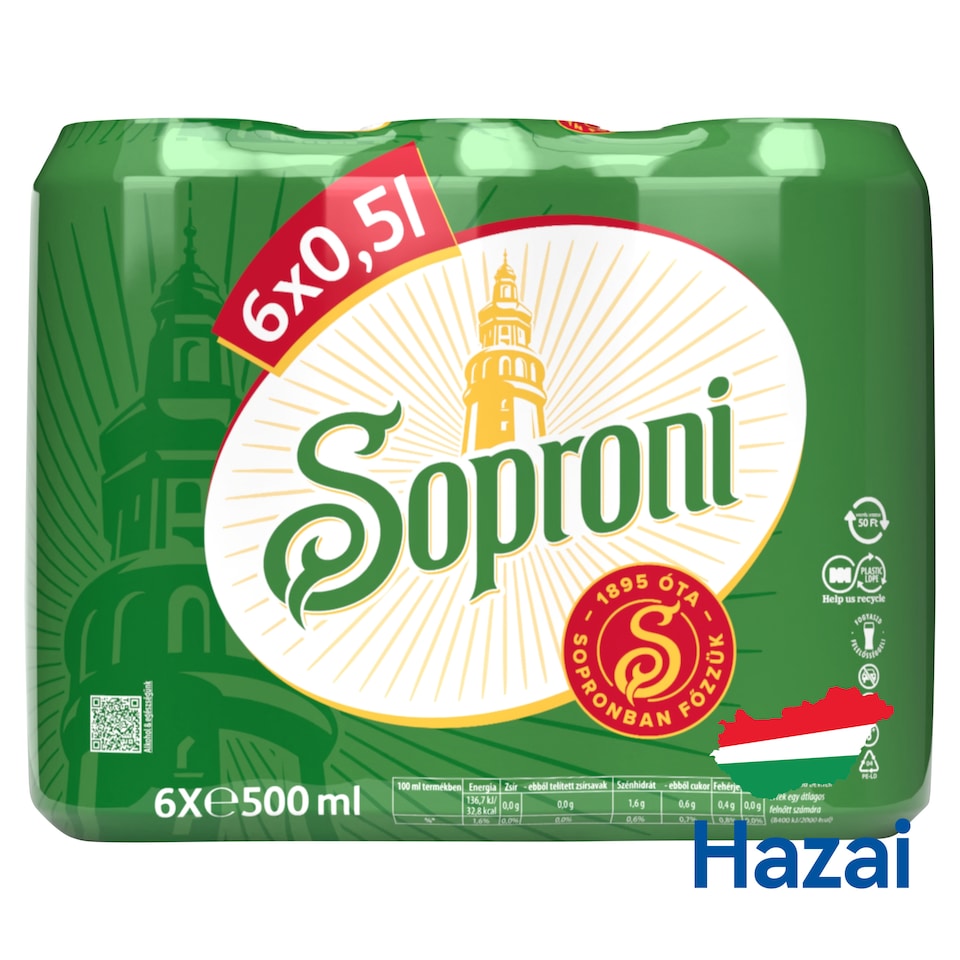 Soproni világos sör 4,5% 6 x 500 ml  1. kép