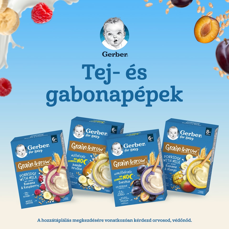 Gerber banános málnás tejpép, 6 hónapos kortól 200 g  1. kép