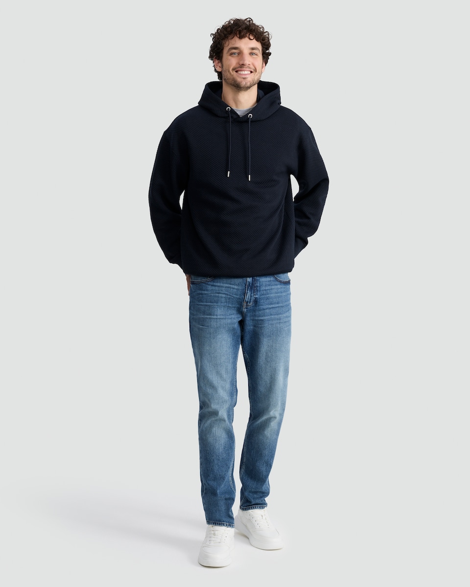 image 1 of F&F Quilted Textured Hoodie in Navy