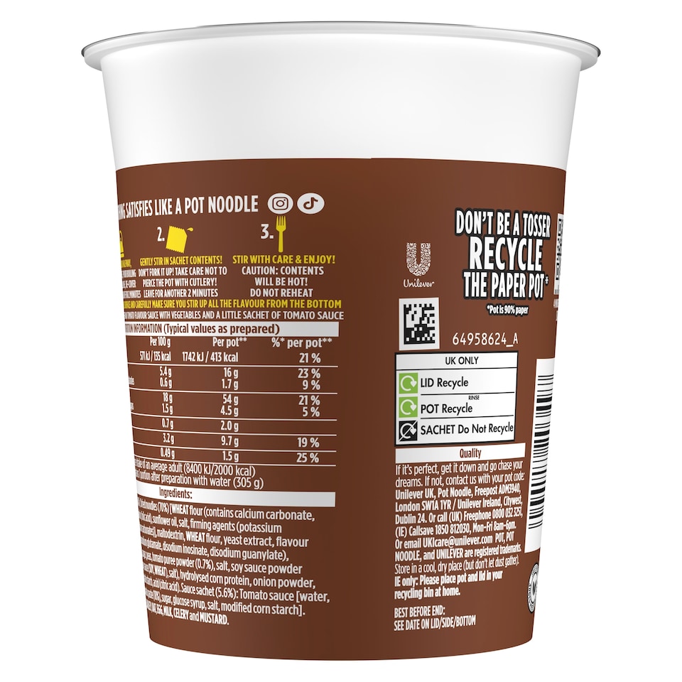 image 1 of Pot Noodle Beef & Tomato Instant Noodles 90g