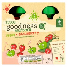 Tesco Goodness Apple & Strawberry Slurpers 4X90g