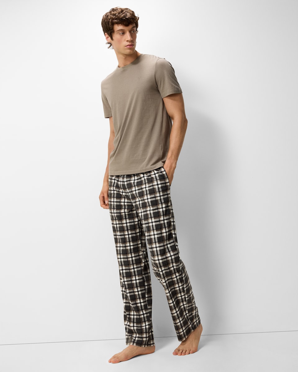 image 1 of F&F Checked Pyjama Set in Tobacco