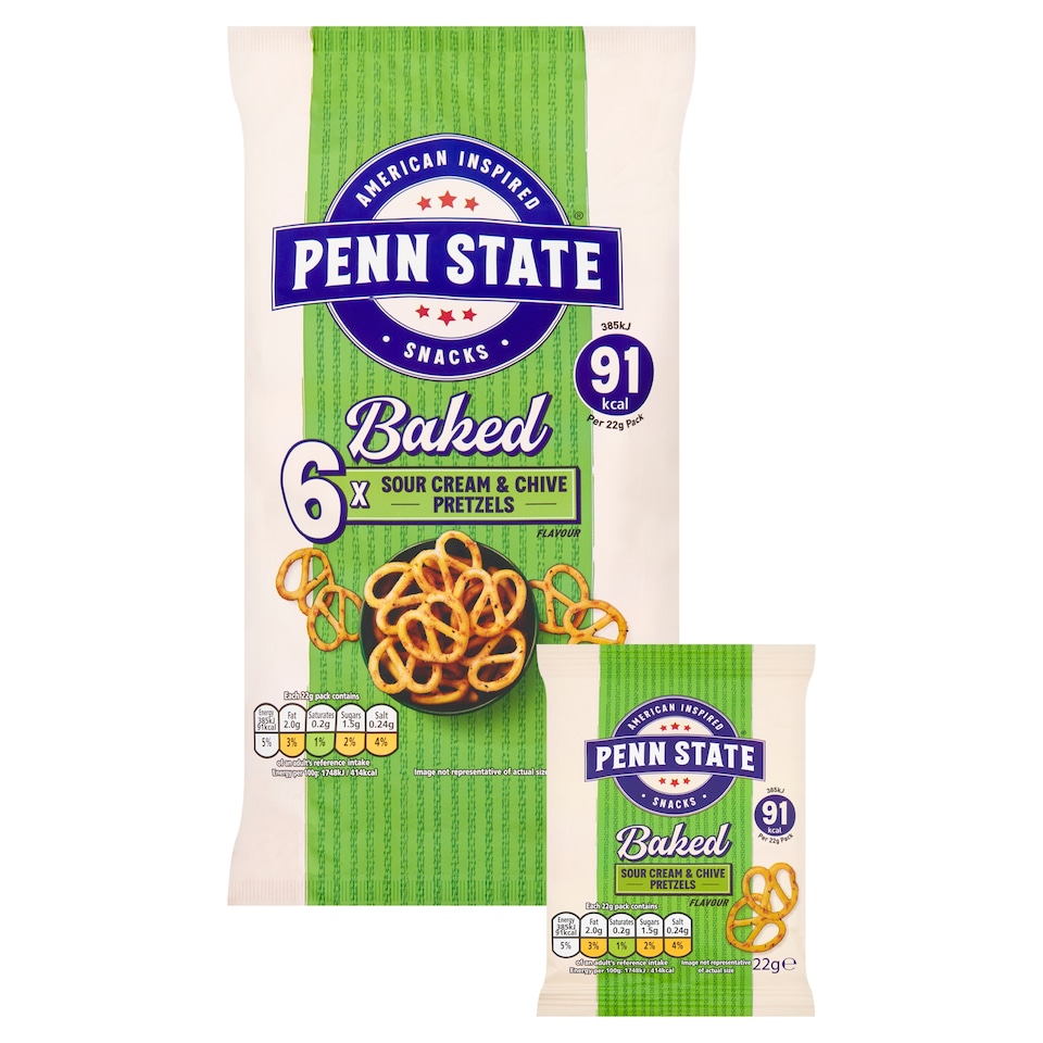 image 1 of Penn State Sour Cream & Chive Pretzels 6X22g