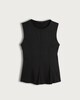 image 4 of F&F Polyamide Pleated Crew Neck Sleeveless Top in Black