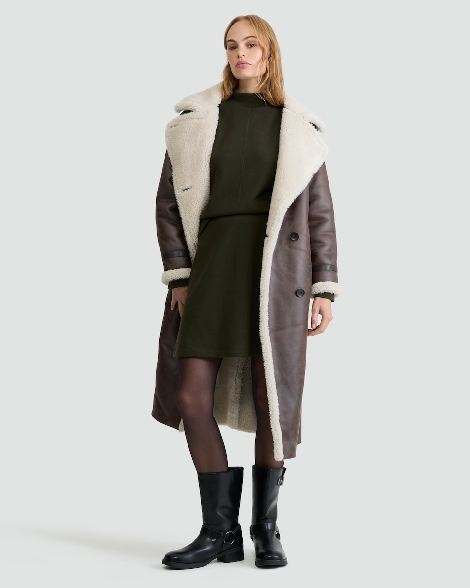 image 1 of F&F Cotton Blend Flared Mini Skirt in Olive