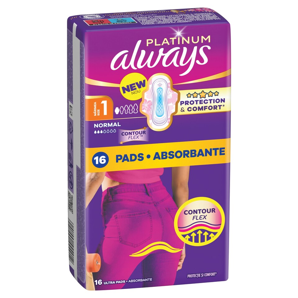 image 1 of Always Platinum Normal (Size 1) Sanitary Towels With Wings 16 Pads