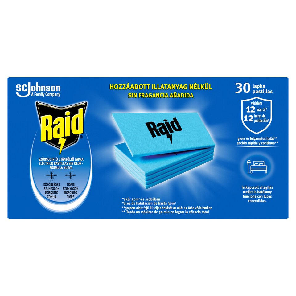 Raid illatmentes szúnyogirtó lapka utántöltő 30 x 0,74 g