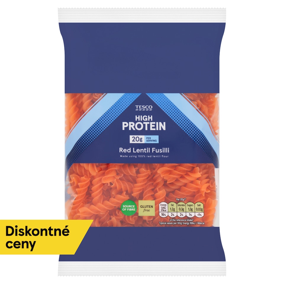 Tesco Fusilli sušené bezvaječné cestoviny z múky z červenej šošovice 250 g