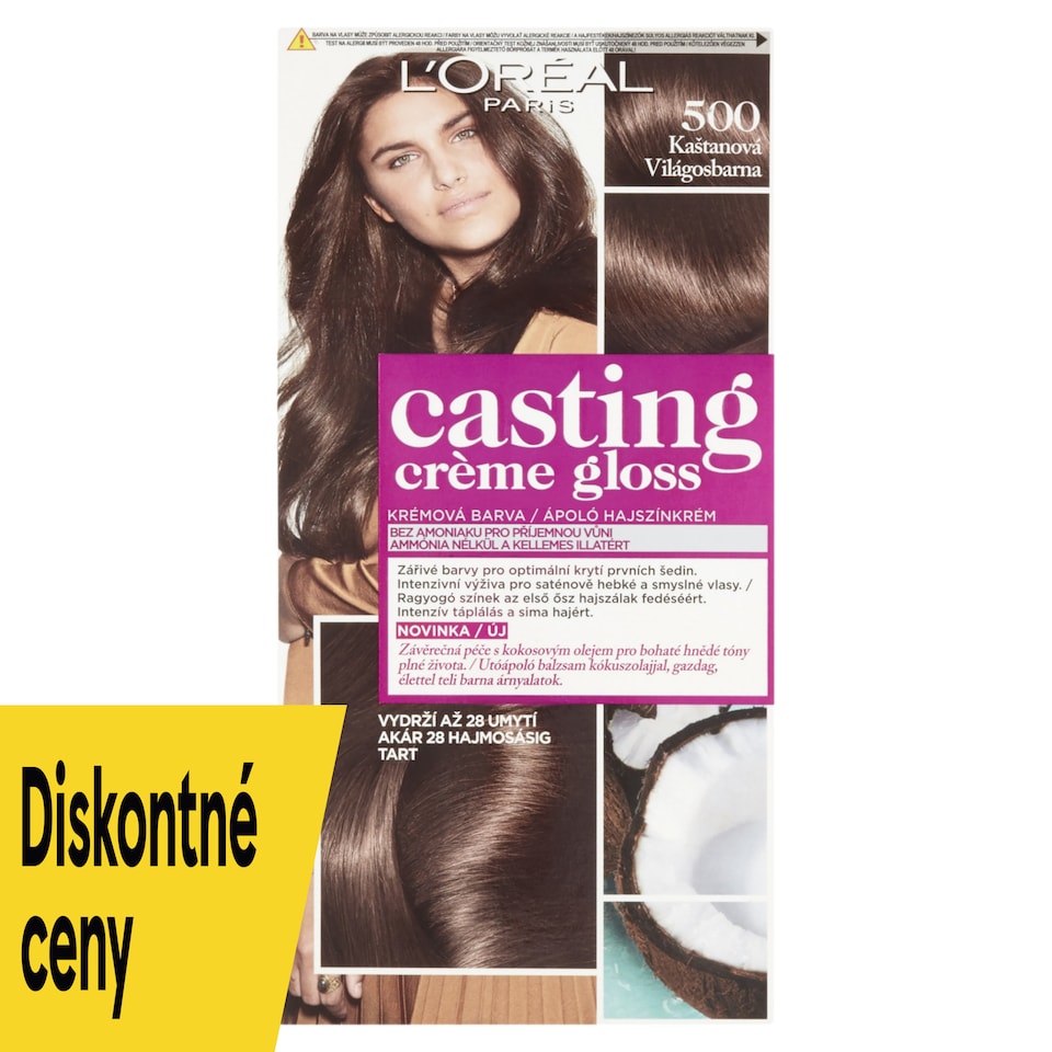 L'Oréal Paris Casting Creme Gloss, semipermanentná farba 500 GAŠTANOVÁ, 48 +72 +60 ml