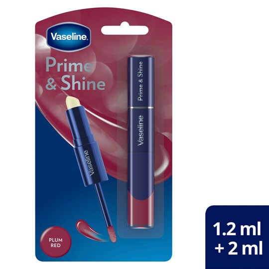 Vaseline Prime And Shine Plum Red Lip Gloss Tesco Groceries