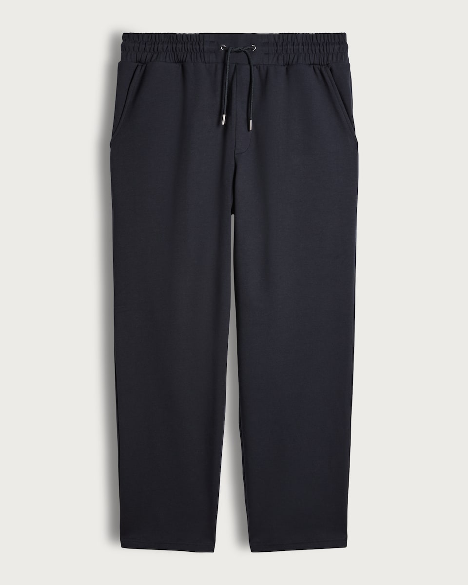 image 1 of The F&F Edit Cotton Rich Wide Leg Drawstring Joggers in Navy