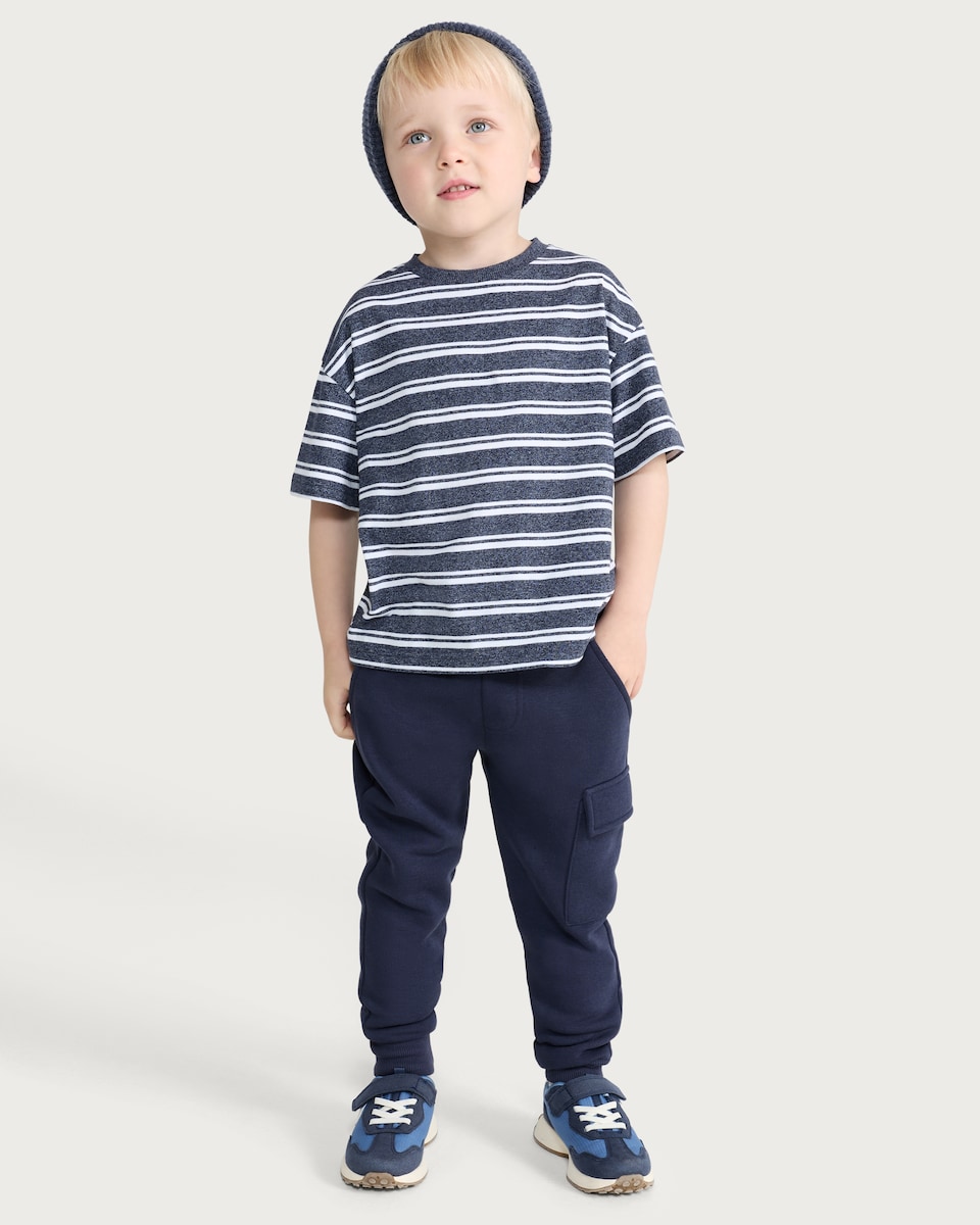 image 1 of F&F Boys 3-Pack Pure Cotton Stripe Short Sleeved T-Shirts in Blue