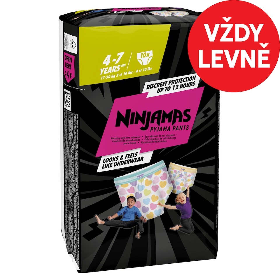 Obrázek 1 pro produkt Ninjamas Absorpční Spodní Kalhotky na Noc,10 Absorpční Spodní Kalhotky na Noc, 7 Let