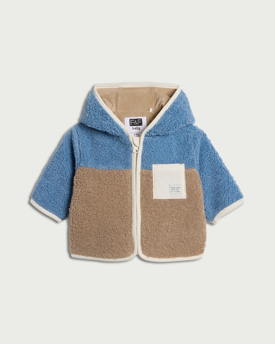 image 1 of F&F Baby Colour Block Fleece Jacket in Blue
