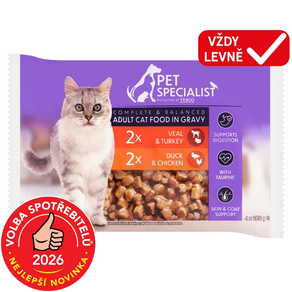 Pet Specialist Kousky v omáčce 4 x 100g (400g)