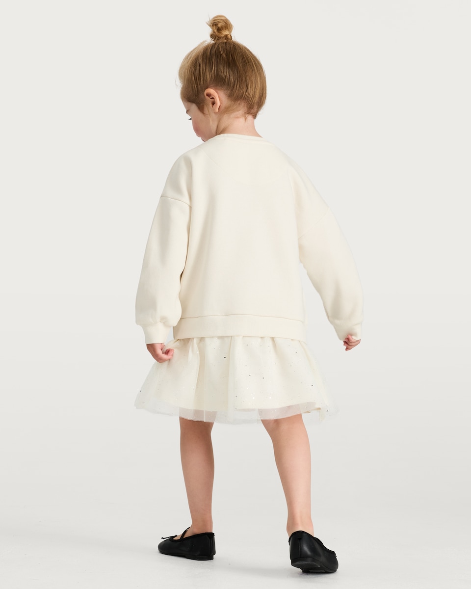 image 1 of Peppa Pig Cotton Rich Tulle Hem Sweatshirt Dress in Cream