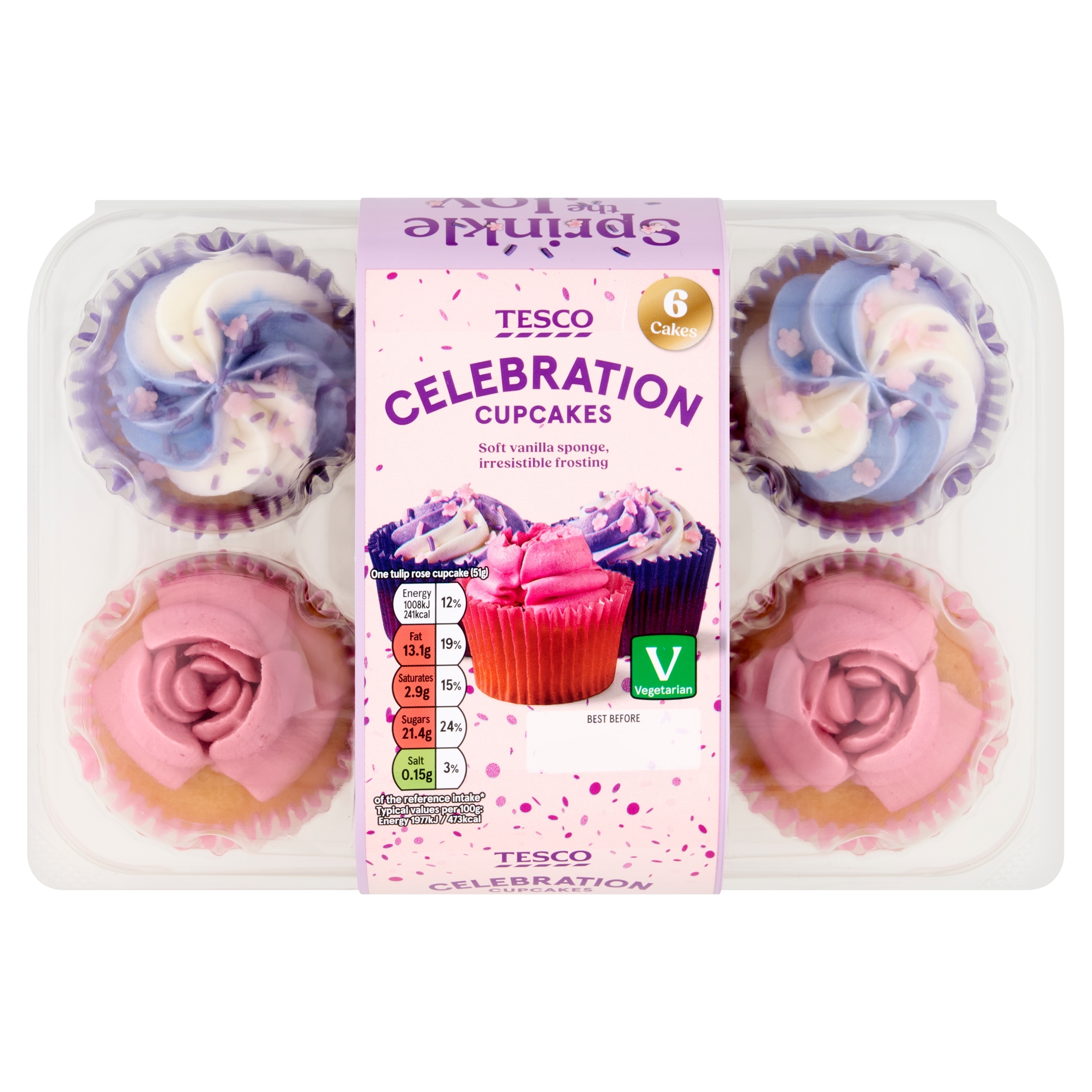 Tesco Celebration Cupcakes - Vanilla 6 Pack