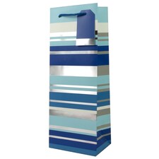 Tesco Blue Silver Stripe Bottle Bag