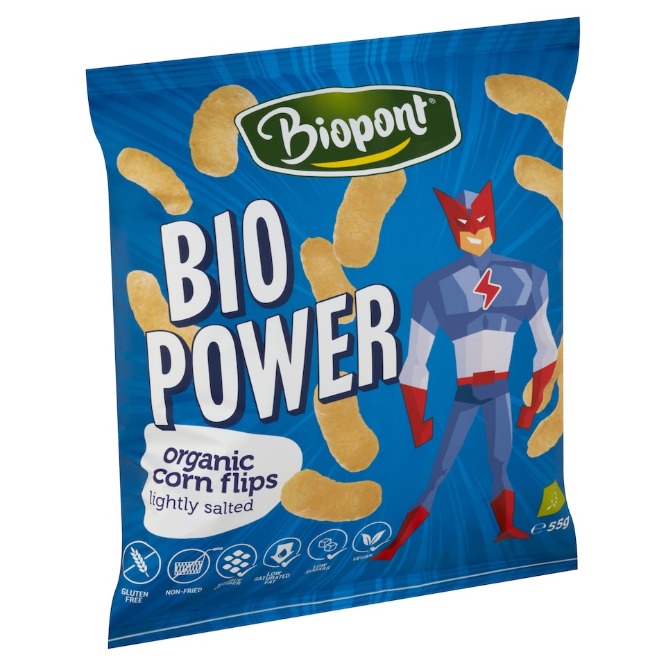 image 1 of Biopont Bio Power Organic Glutenfree Corn Flips Lightly Salted 55 g