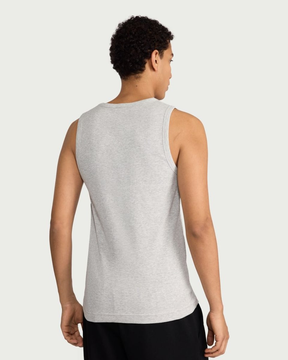 image 1 of F&F Cotton Rich Ribbed Vest in Grey