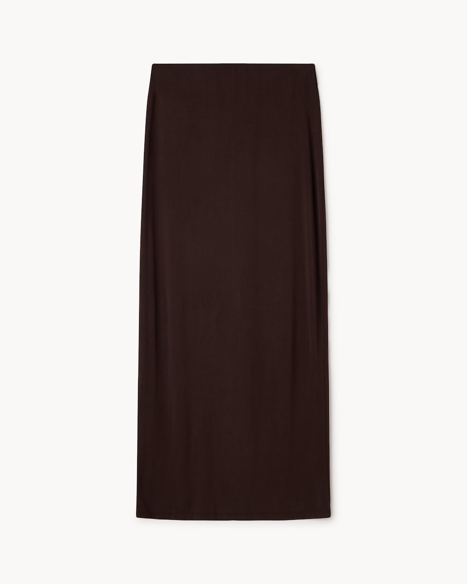 image 1 of F&F Straight Co-ord Maxi Skirt in Chocolate