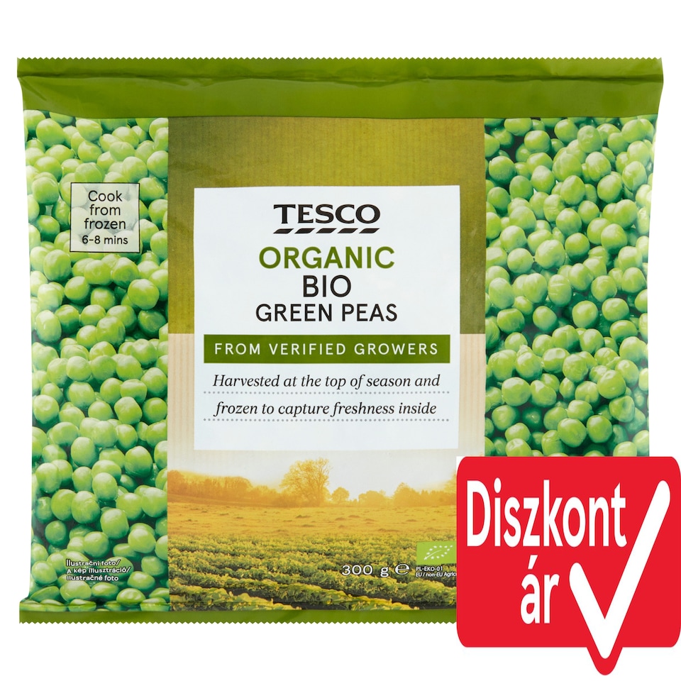 Tesco Organic Quick-Frozen Green Peas 300 g