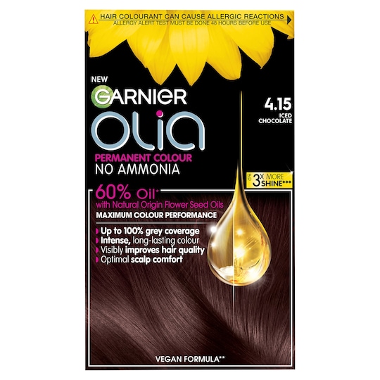 Garnier Olia 415 Iced Chocolate Brown Permanent Hair Dye Tesco Groceries