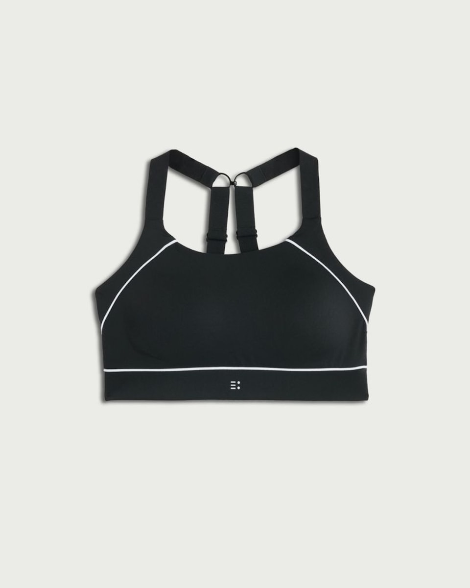 image 1 of F&F Active Contrast Trim High Support Sports Bra in Black