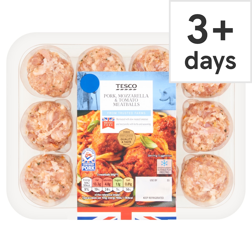 Tesco Pork, Mozzarella & Tomato Meatballs 336g