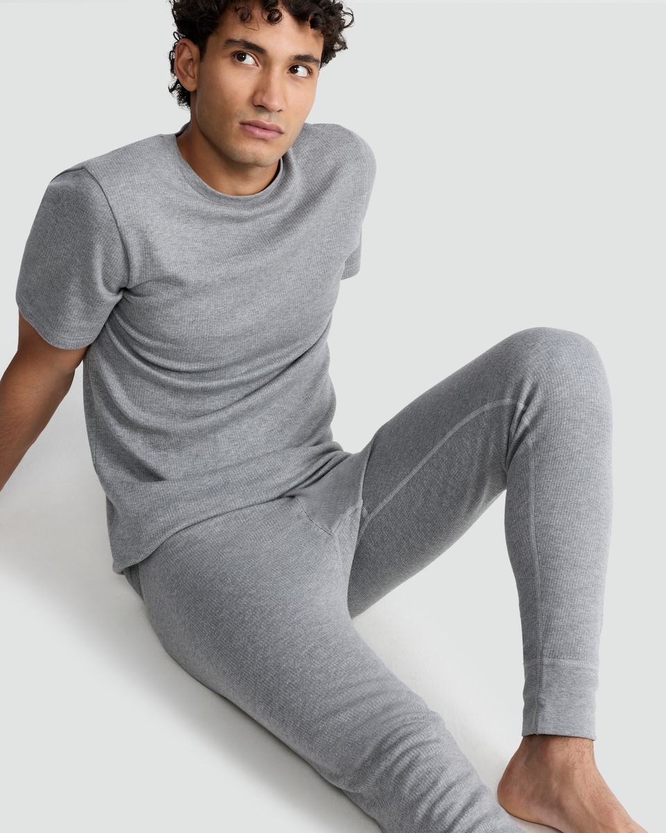 image 1 of F&F Cotton Blend Ribbed Thermal Long Johns in Multi