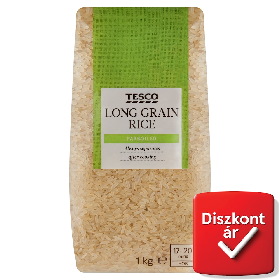 Tesco előgőzölt, hosszú szemű rizs 1 kg 