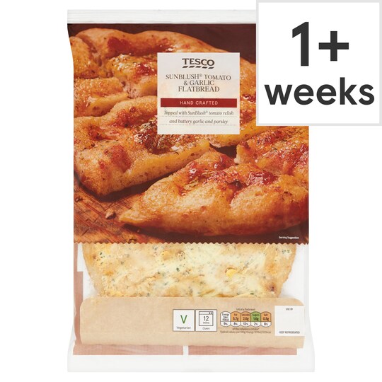 T.Sunblush Tomato Tomato & Garlic Flatbread 235G Tesco Groceries