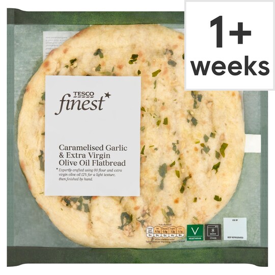 Tesco Finest Garlic & Extra Virgin Olive Oil Flatbread 200G Tesco Groceries