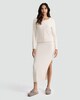 image 2 of F&F Ribbed Button Front Loungewear Cardigan in Stone