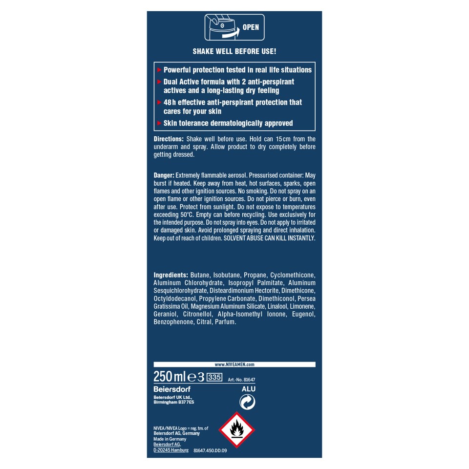 image 1 of Nivea Men Dry Impact Antiperspirant Deodorant 250Ml