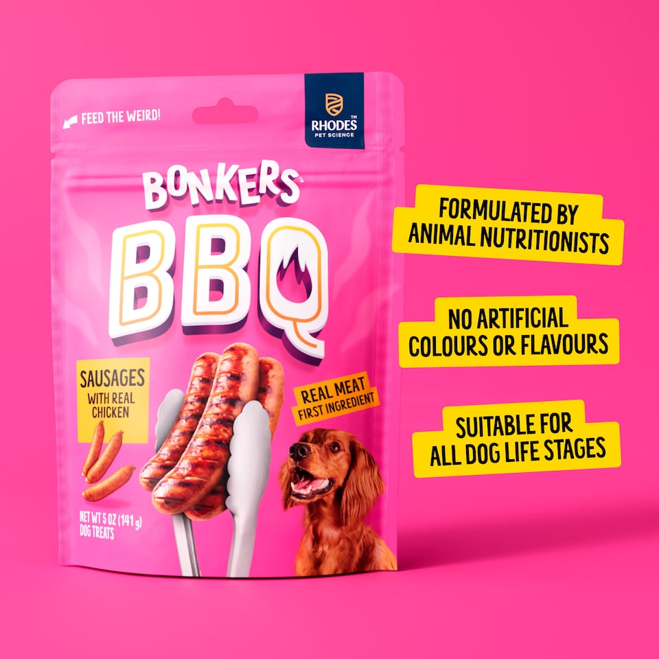 image 1 of BONKERS Dog Treats Dry BBQ Sausages 85 G