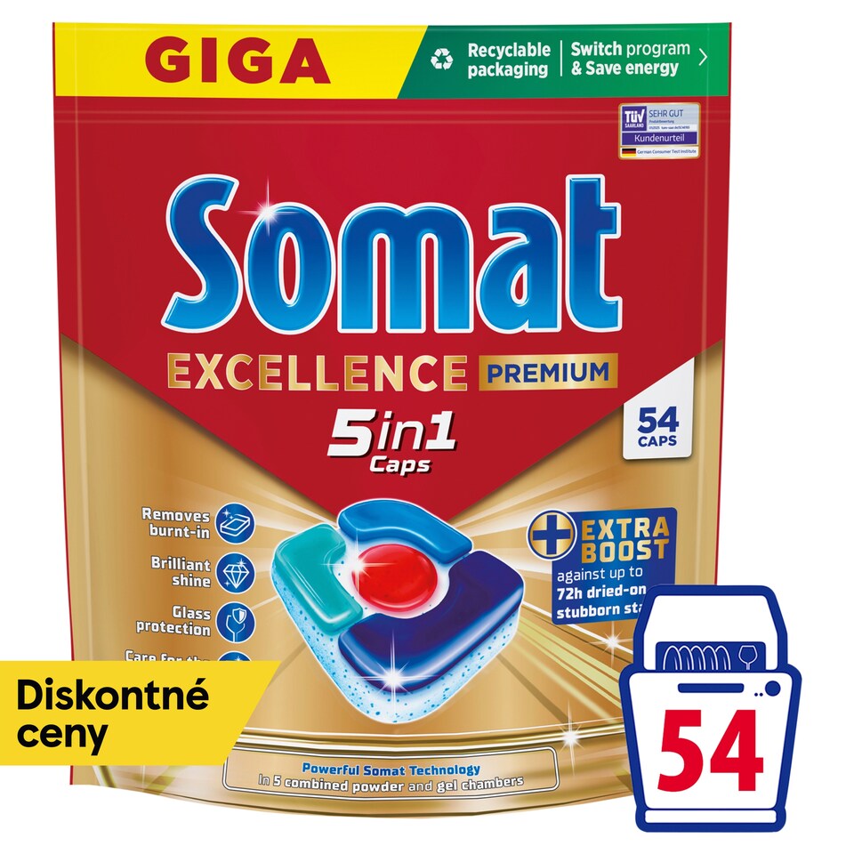 Somat Excellence Premium 5in1 kapsuly do umývačky riadu 54 ks 1053 g
