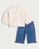 image 2 of F&F Baby 2-Piece Cotton Rich Jumper and Denim Trousers Set in Stone
