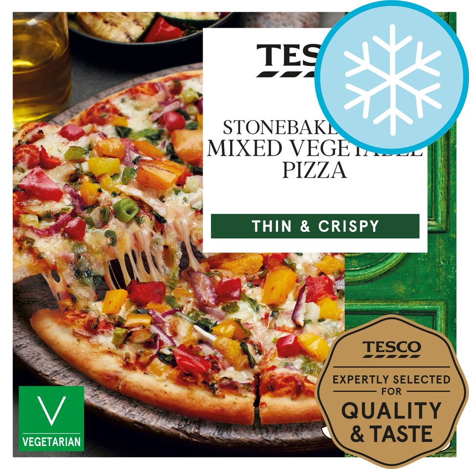 Tesco Stonebaked Thin Mixed Vegetable Pizza 380G