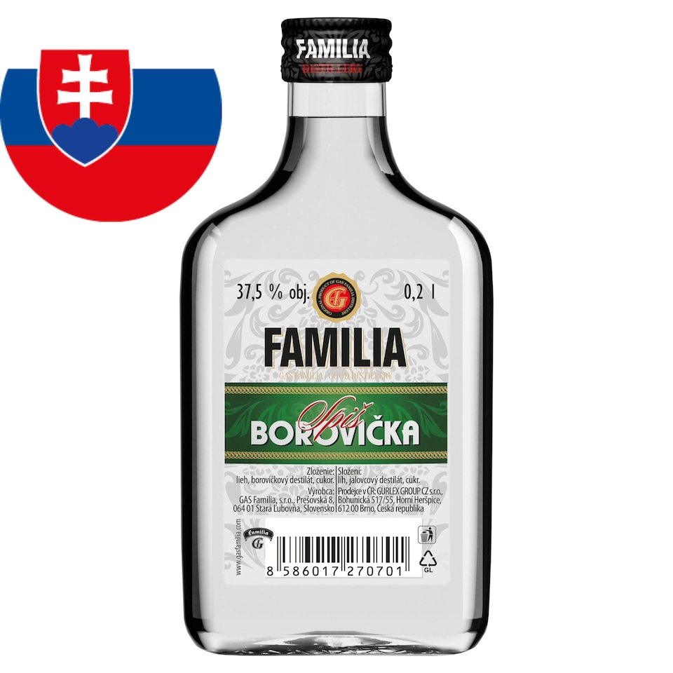Gas Familia Spiš borovička 37,5% 0,2 l