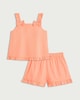 image 4 of F&F Girls 2-Piece Pure Cotton Frill Top and Short Set in Coral