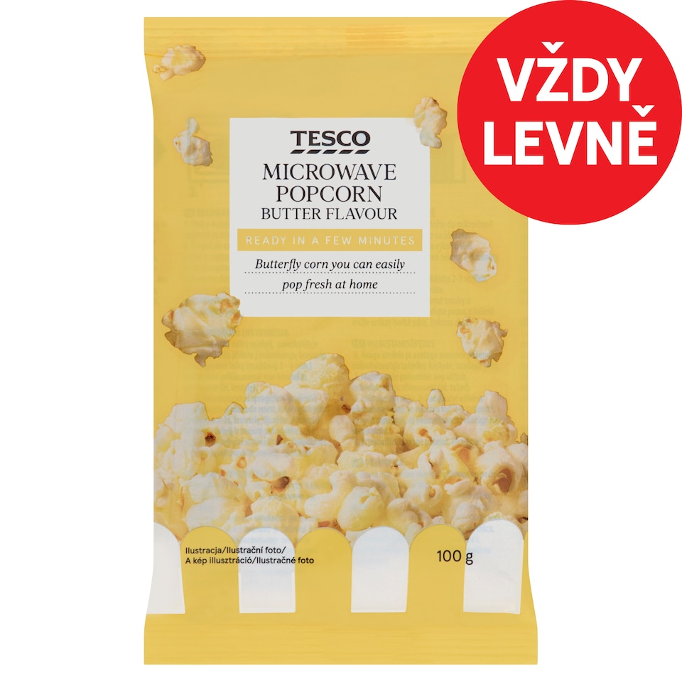 Tesco Microwave Popcorn Butter Flavour 100g