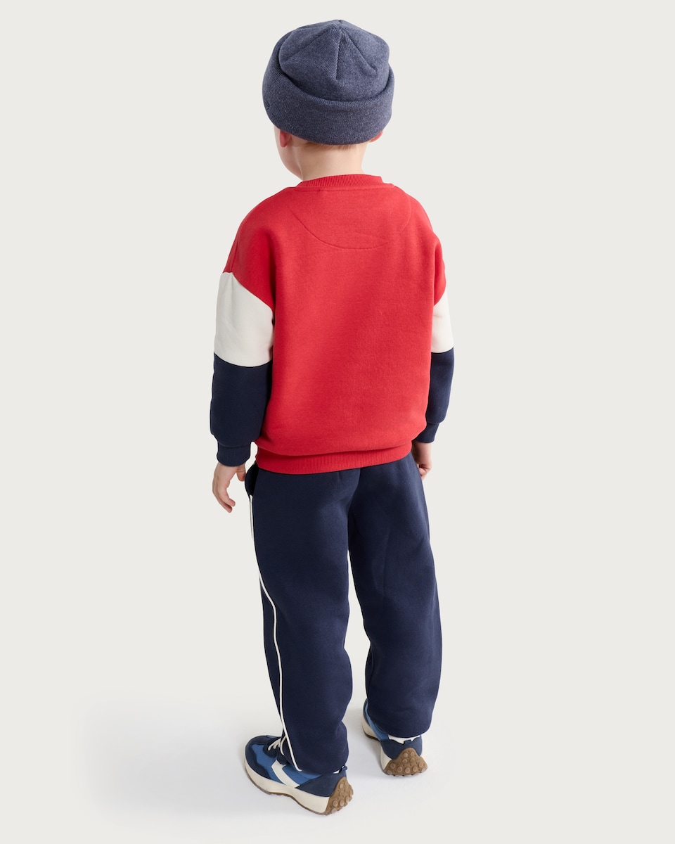 image 1 of F&F Boys Cotton Rich Cool Kids Club Slogan Sweatshirt and Joggers Set  in Red