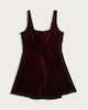image 4 of F&F Velour Sleeveless Skater Dress in Burgundy