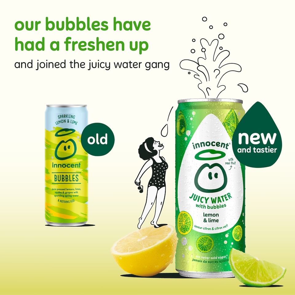 image 1 of Innocent Juicy Water with Bubbles Lemon & Lime Juice Drink 330ml